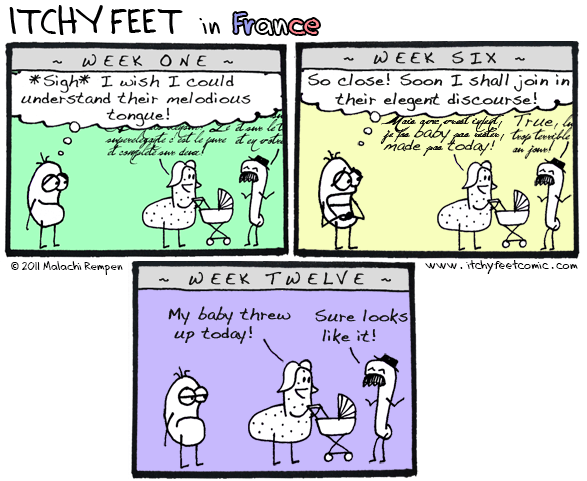 French understanding cartoon - copyright Itchy Feet